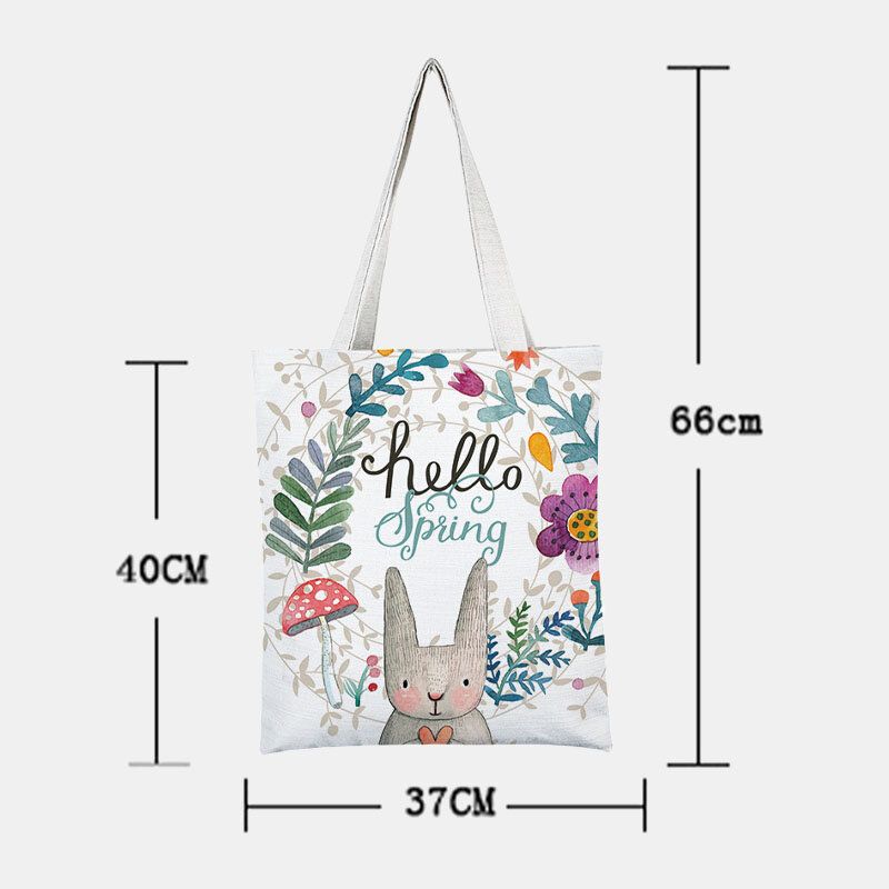 Lona De Mujer Conejo Lindo Flores Huevos De Colores Feliz Pascua Bolso De Hombro Bolso Tote