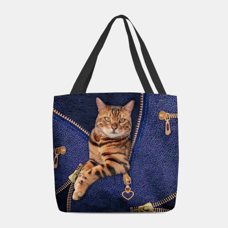 Lona De Mujer Lindo 3d Visión Tridihombreional Patrón De Gato Bolso De Hombro Bolso De Mano