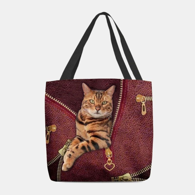 Lona De Mujer Lindo 3d Visión Tridihombreional Patrón De Gato Bolso De Hombro Bolso De Mano