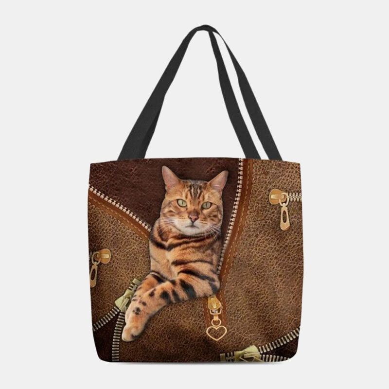 Lona De Mujer Lindo 3d Visión Tridihombreional Patrón De Gato Bolso De Hombro Bolso De Mano