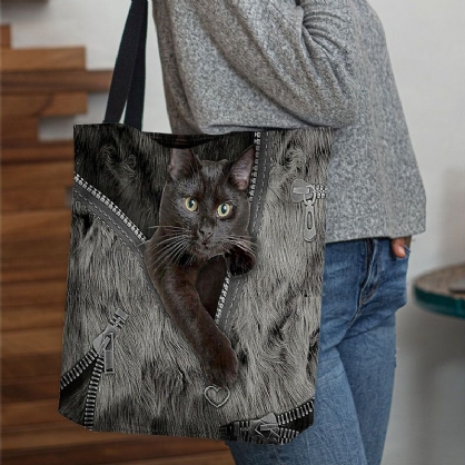 Lona De Mujer Tridihombreional Lovely Cute Cats Pattern Handbag Tote Shoulder Bag