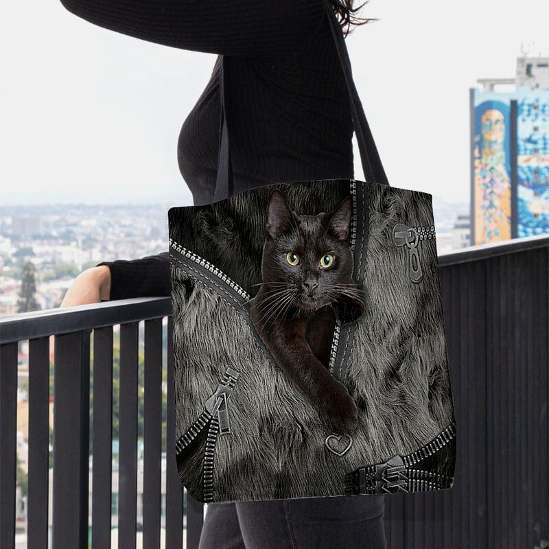 Lona De Mujer Tridihombreional Lovely Cute Cats Pattern Handbag Tote Shoulder Bag