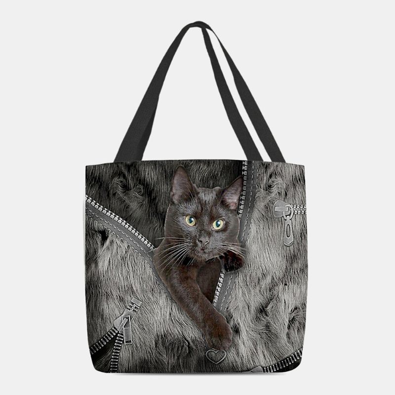 Lona De Mujer Tridihombreional Lovely Cute Cats Pattern Handbag Tote Shoulder Bag