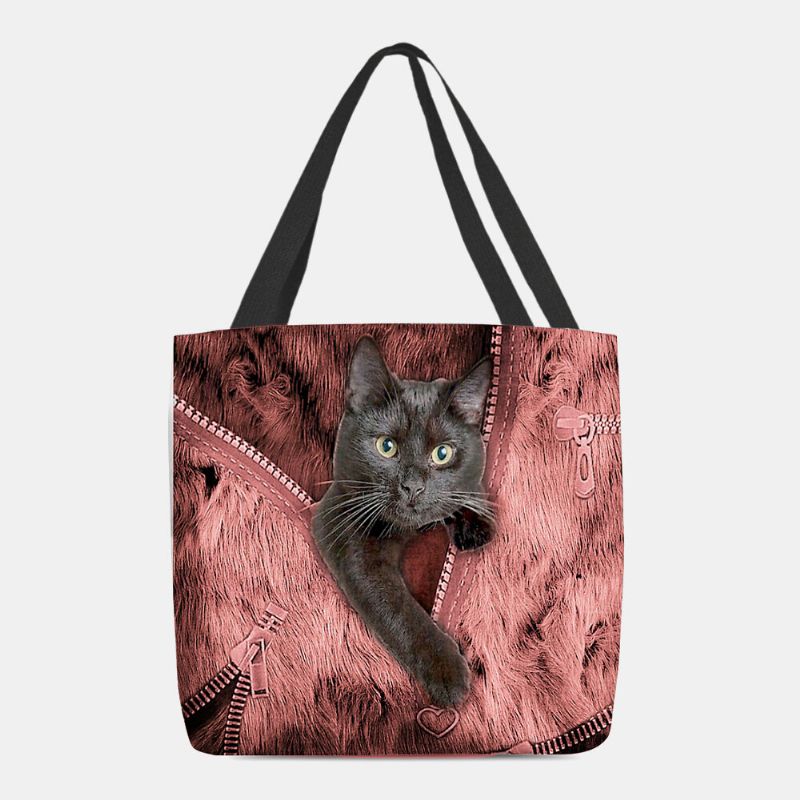 Lona De Mujer Tridihombreional Lovely Cute Cats Pattern Handbag Tote Shoulder Bag