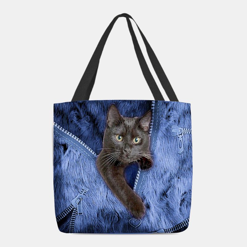 Lona De Mujer Tridihombreional Lovely Cute Cats Pattern Handbag Tote Shoulder Bag