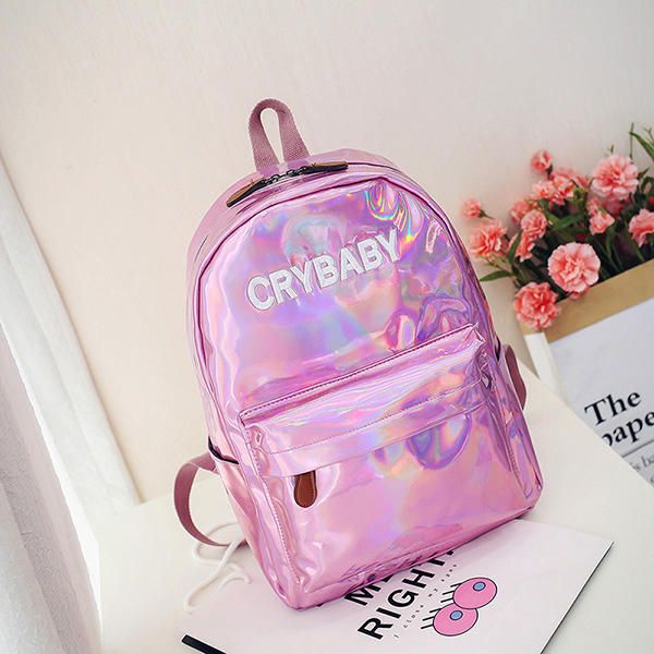 Mochila Reflectante Para Mujer Con Letra Láser Y Personalidad