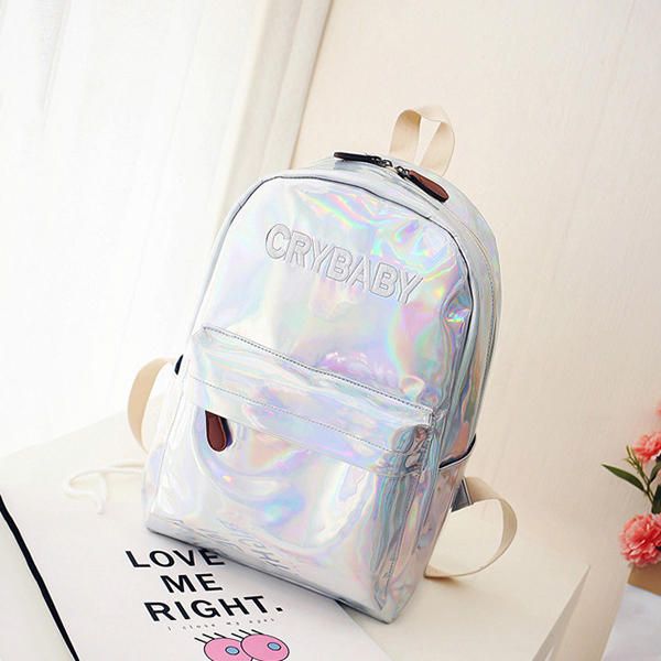 Mochila Reflectante Para Mujer Con Letra Láser Y Personalidad