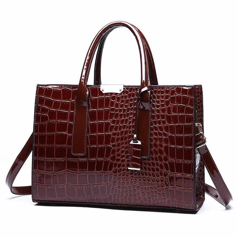 Moda Para Mujer Patrón De Cocodrilo Vintage Tote Gran Capacidad Bolso Grande Bolso Bandolera Bolso