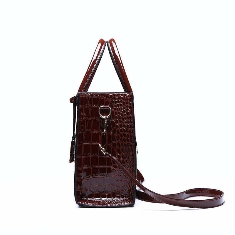 Moda Para Mujer Patrón De Cocodrilo Vintage Tote Gran Capacidad Bolso Grande Bolso Bandolera Bolso