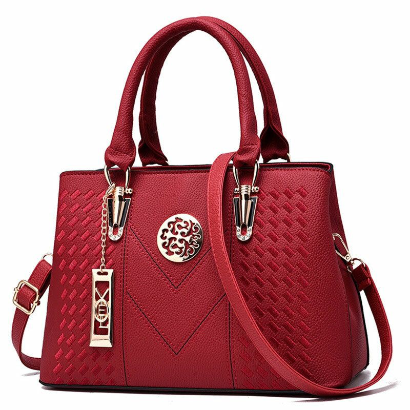 Monederos Y Bolso De Mano Para Mujer Bolso De Hombro Vintage Patrón De Lichi Bolso De Mano Grande Bolso Con Asa Superior Con Decoración De Hilo De Metal Largo