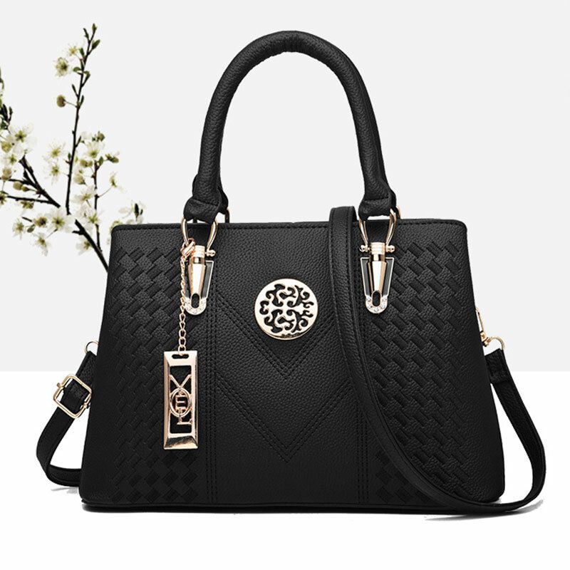 Monederos Y Bolso De Mano Para Mujer Bolso De Hombro Vintage Patrón De Lichi Bolso De Mano Grande Bolso Con Asa Superior Con Decoración De Hilo De Metal Largo