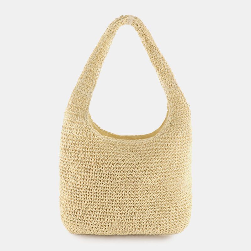 Mujer Paja Transpirable Moda Simple Bolso De Playa Bolso De Mano Bolso De Hombro