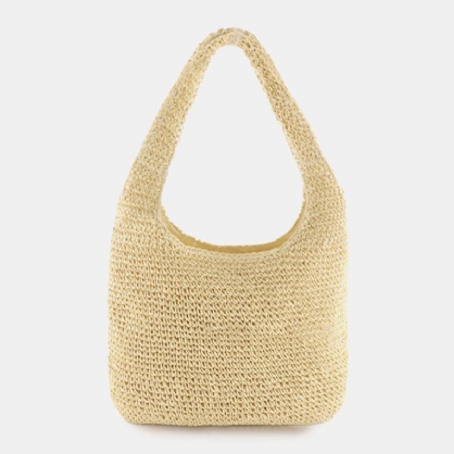 Mujer Paja Transpirable Moda Simple Bolso De Playa Bolso De Mano Bolso De Hombro