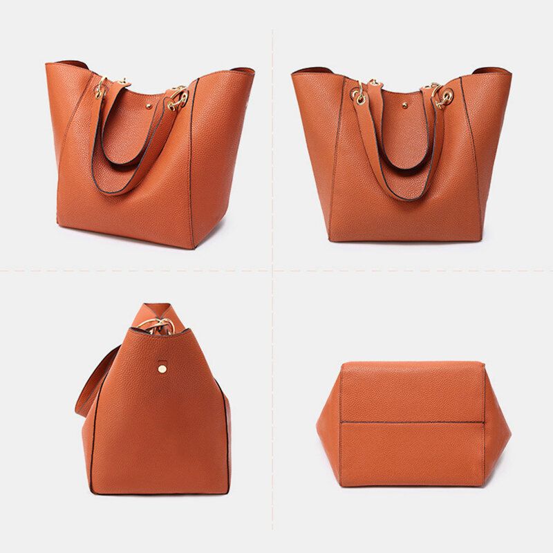 Mujeres 2 Piezas Sólido De Gran Capacidad Bolso Casual Bolso De Hombro