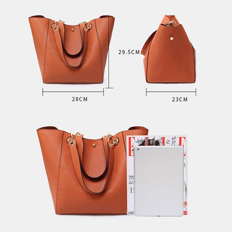 Mujeres 2 Piezas Sólido De Gran Capacidad Bolso Casual Bolso De Hombro