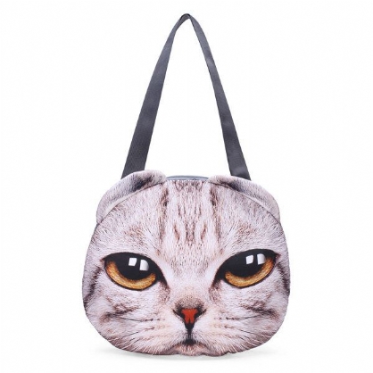 Mujeres 3d Dog Cat Pussy Face Purse Cute Shopping Tote Bolsa De Hombro