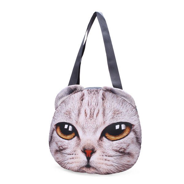 Mujeres 3d Dog Cat Pussy Face Purse Cute Shopping Tote Bolsa De Hombro