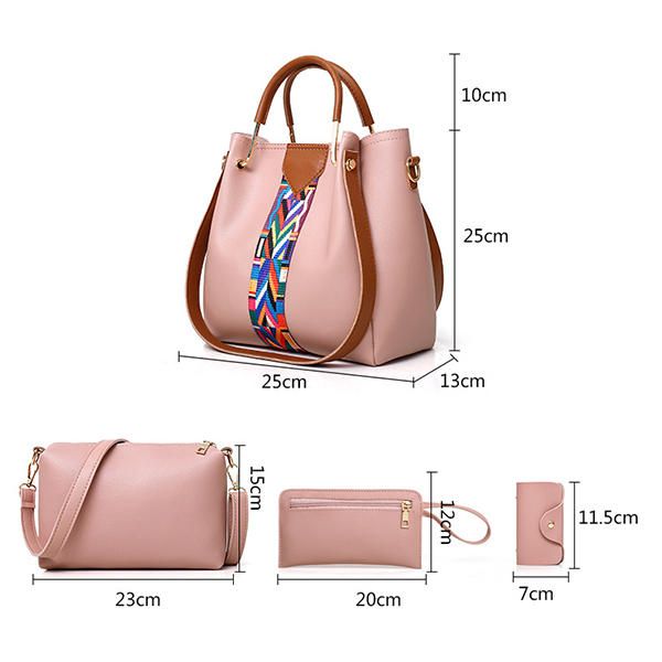 Mujeres 4 Piezas Ocio Bucket Bag Bolso Bandolera