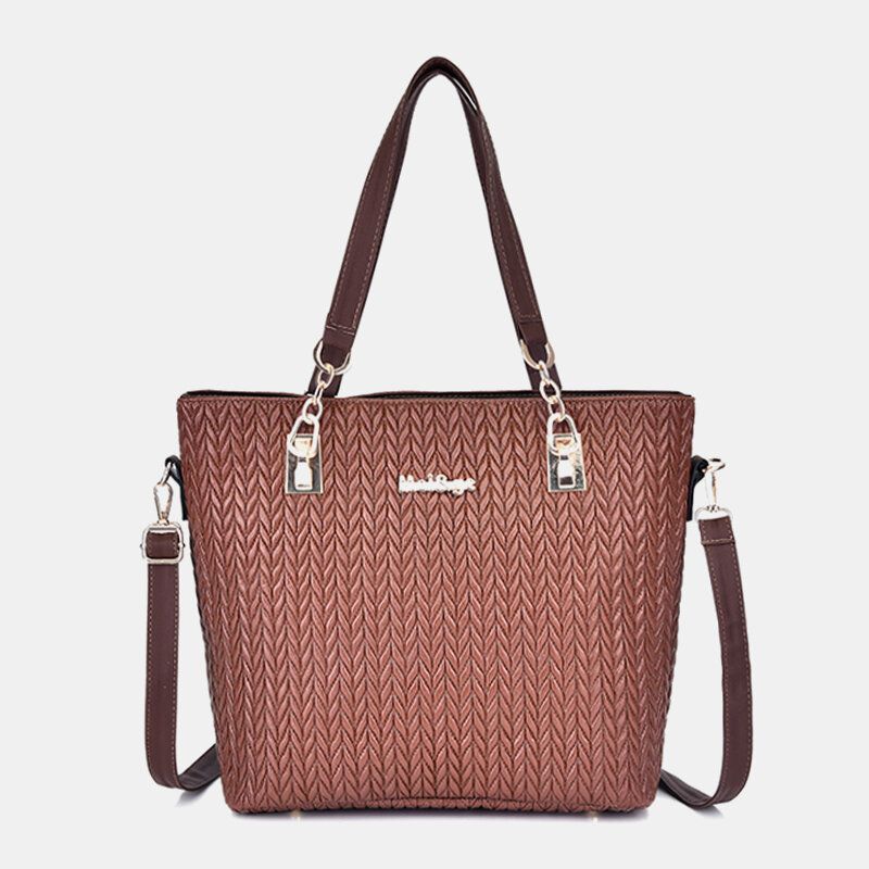 Mujeres 6pcs Pu Cuero Tejido Sólido Multi-pieza Bolsos Para Mujer Bolso Bandolera Bolso De Mano Cartera