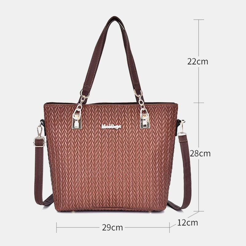 Mujeres 6pcs Pu Cuero Tejido Sólido Multi-pieza Bolsos Para Mujer Bolso Bandolera Bolso De Mano Cartera