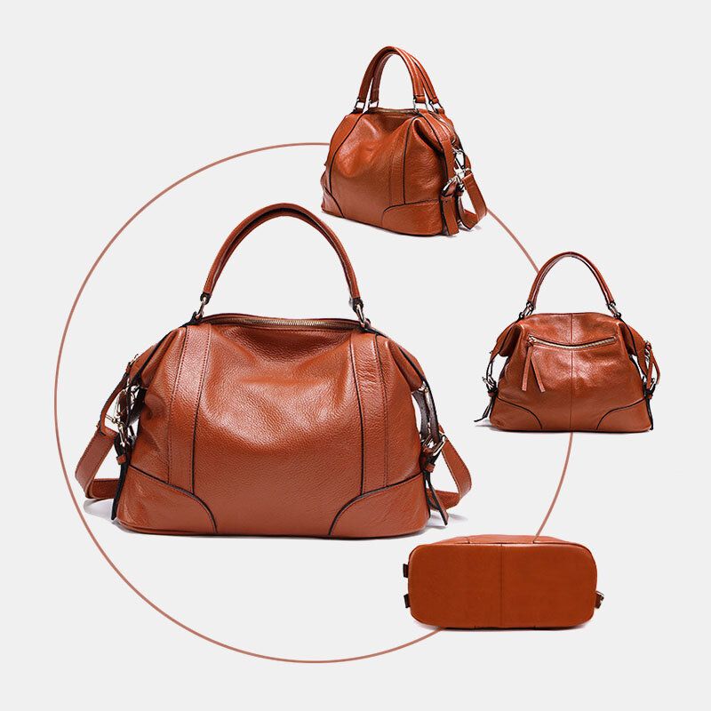 Mujeres De Cuero Genuino De Piel De Vaca Vintage Travel Outdoor Multi-carry Bolsa De Almacenamiento De Gran Capacidad Bolso Bandolera