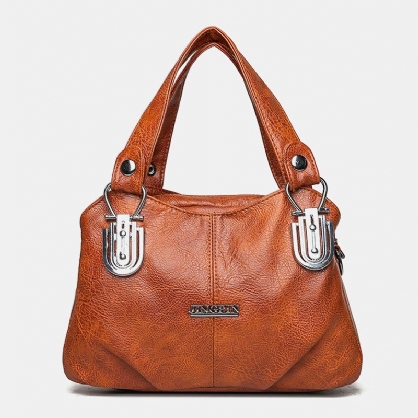 Mujeres De Cuero De Imitación Retro Business Shopping All-match Gran Capacidad Multi-carry Handbag Tote Crossbody Bag