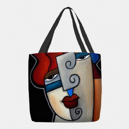 Mujeres Fieltro Estilo Picasso Multicolor Figura De Dibujos Animados Imprimir Bolso Bolso Bandolera Tote