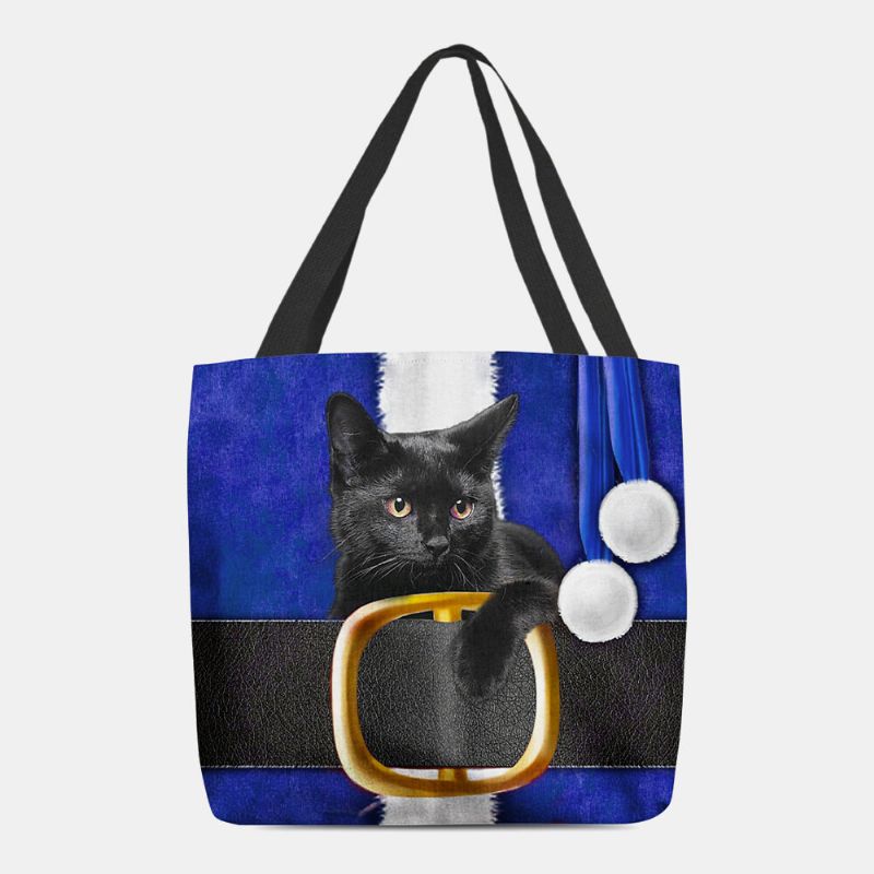 Mujeres Fieltro Lindo Festivo Dibujos Animados En 3d Navidad Patrón De Gato Negro Bolso De Hombro Bolso De Mano