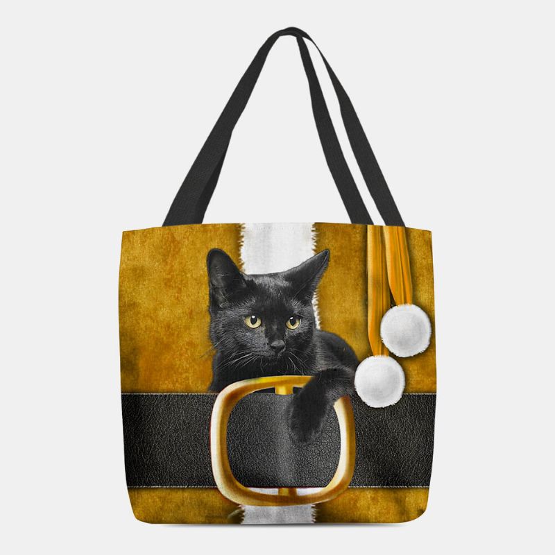 Mujeres Fieltro Lindo Festivo Dibujos Animados En 3d Navidad Patrón De Gato Negro Bolso De Hombro Bolso De Mano