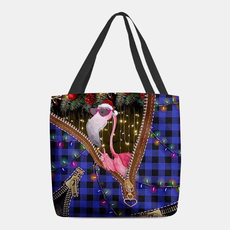 Mujeres Fieltro Lindo Festivo Navidad Dibujos Animados Gafas De Sol Patrón De Grúa Bolso De Hombro Bolso Tote