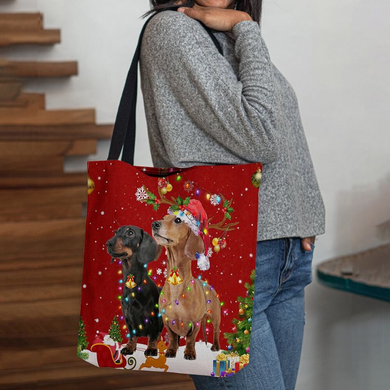 Mujeres Fieltro Lindo Festivo Navidad Dibujos Animados Perros Patrón Bolso Bandolera Bolso Tote