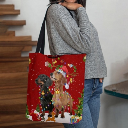 Mujeres Fieltro Lindo Festivo Navidad Dibujos Animados Perros Patrón Bolso Bandolera Bolso Tote