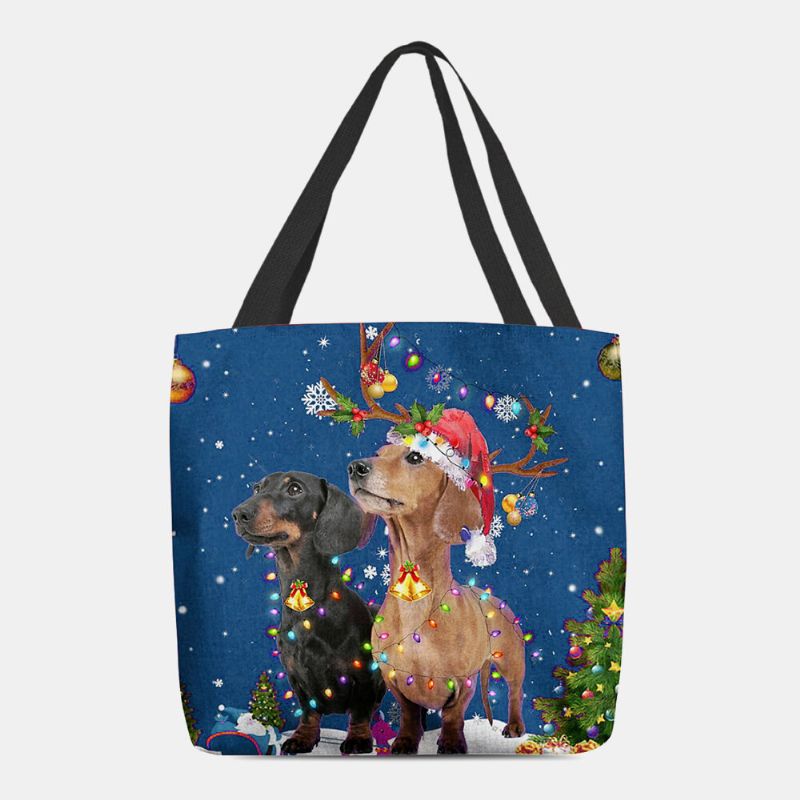 Mujeres Fieltro Lindo Festivo Navidad Dibujos Animados Perros Patrón Bolso Bandolera Bolso Tote