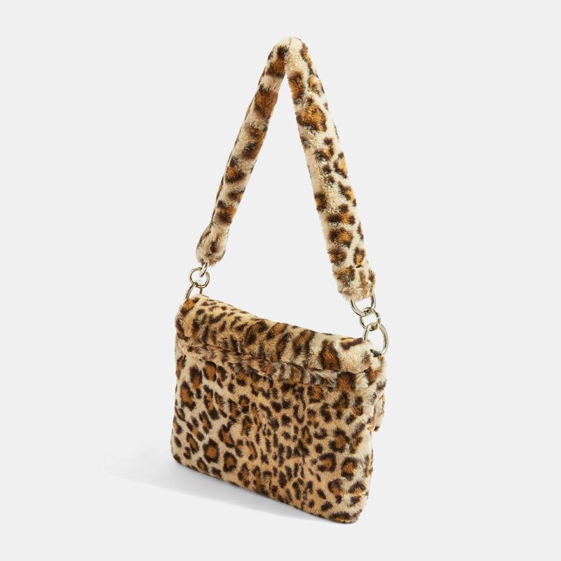 Mujeres Fieltro Moda Casual Patrón De Leopardo Suave Y Cálido Bolso De Hombro Bolso