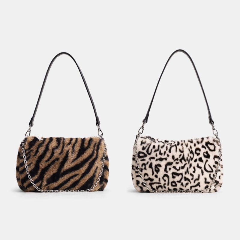 Mujeres Fieltro Moda Casual Suave Patrón De Leopardo Axilas Mini Bolso De Todo Fósforo Bolso De Hombro