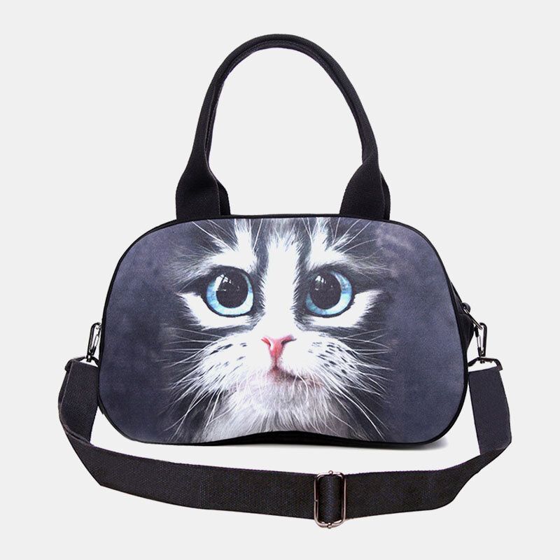 Mujeres Lienzo 3d Tridihombreional Lindo Gato Animal-estampado Casual Dibujos Animados Bolso Bandolera Bolso Satchel