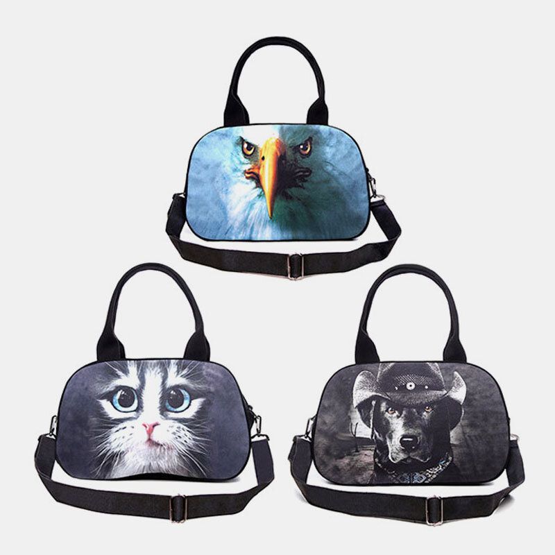 Mujeres Lienzo 3d Tridihombreional Lindo Gato Animal-estampado Casual Dibujos Animados Bolso Bandolera Bolso Satchel