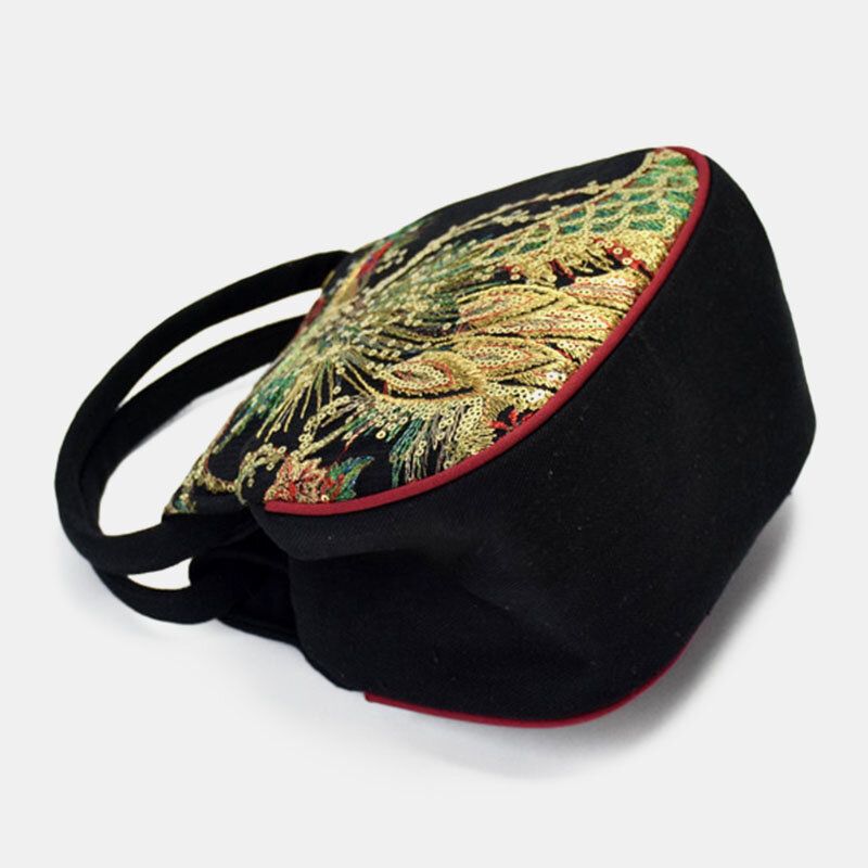 Mujeres Lienzo Estilo Étnico Bordado Patrón De Pavo Real Casual Elegante Mini Bolso De Mujer