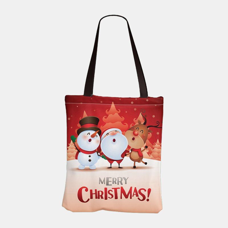 Mujeres Lienzo Festivo Navidad Elk Papá Noel Estampado Patrón Diario Casual Bolso Bandolera