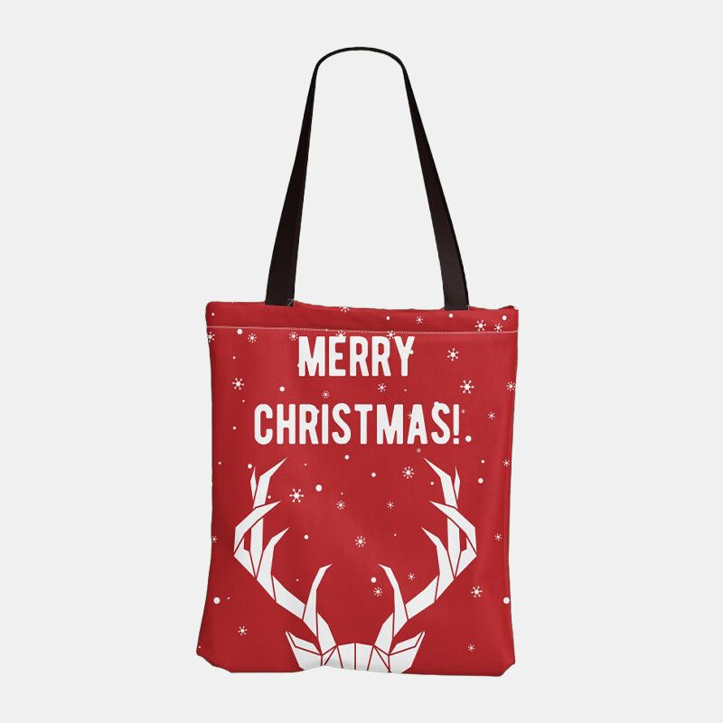 Mujeres Lienzo Festivo Navidad Elk Papá Noel Estampado Patrón Diario Casual Bolso Bandolera