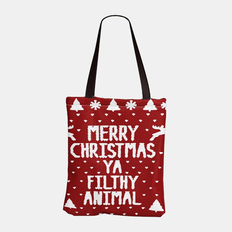 Mujeres Lienzo Festivo Navidad Elk Papá Noel Estampado Patrón Diario Casual Bolso Bandolera