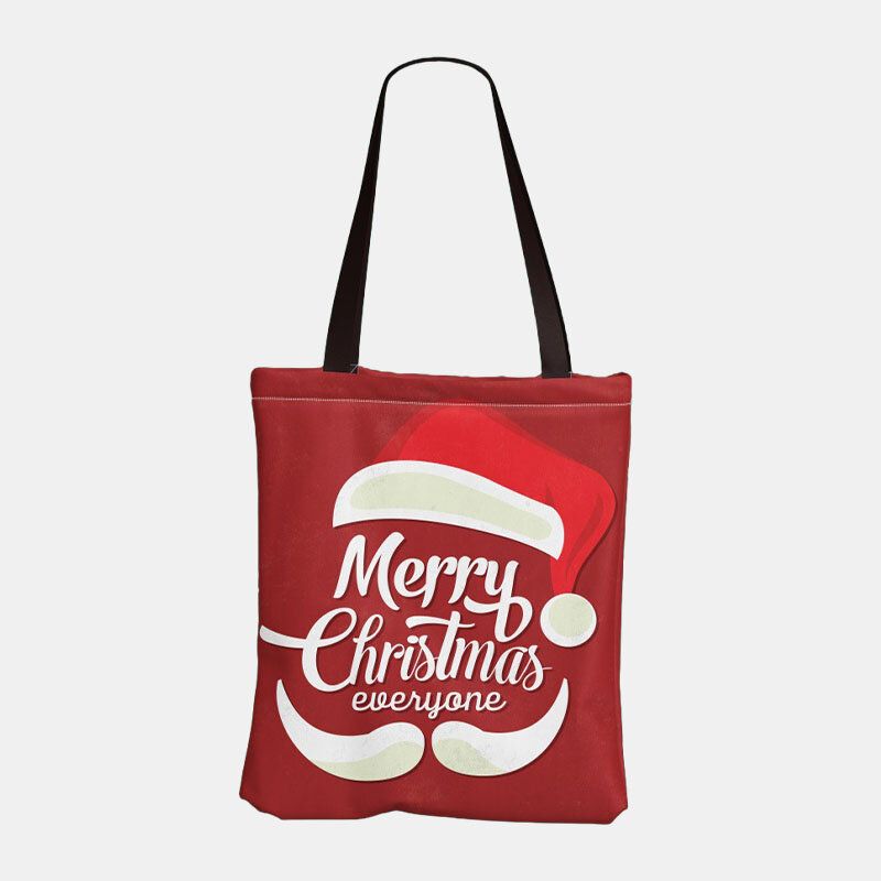 Mujeres Lienzo Festivo Navidad Elk Papá Noel Estampado Patrón Diario Casual Bolso Bandolera