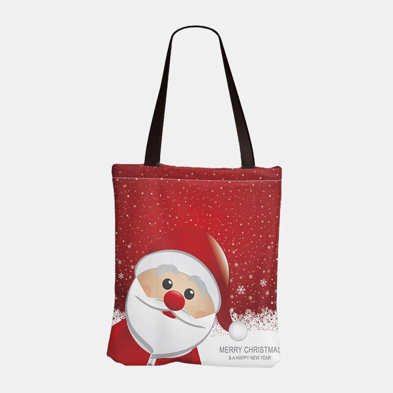 Mujeres Lienzo Festivo Navidad Elk Papá Noel Estampado Patrón Diario Casual Bolso Bandolera