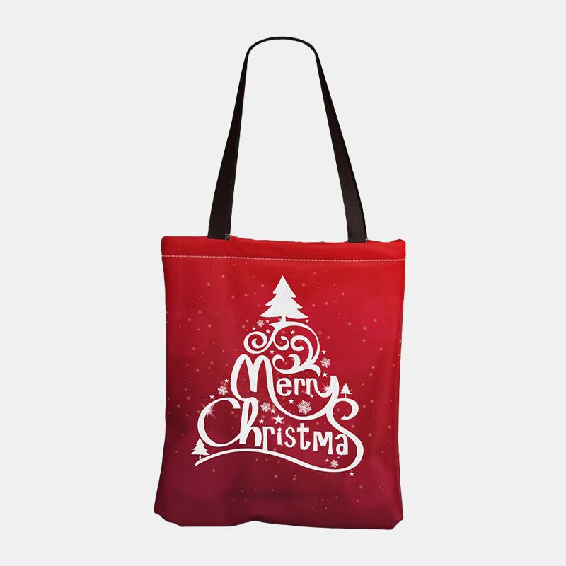 Mujeres Lienzo Festivo Navidad Elk Papá Noel Estampado Patrón Diario Casual Bolso Bandolera