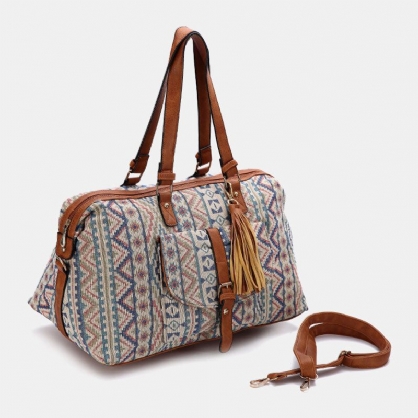 Mujeres Lona Jacquard Estilo Bohemio Estampado Geométrico Borla Bolso De Viaje Bolso Bandolera