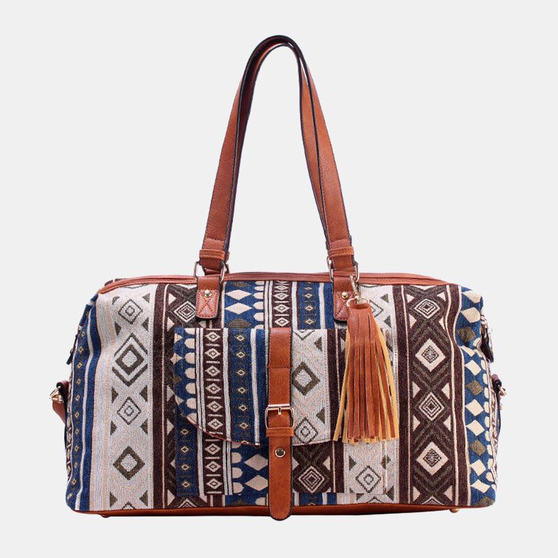 Mujeres Lona Jacquard Estilo Bohemio Estampado Geométrico Borla Bolso De Viaje Bolso Bandolera