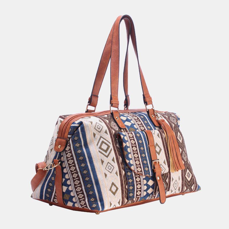 Mujeres Lona Jacquard Estilo Bohemio Estampado Geométrico Borla Bolso De Viaje Bolso Bandolera