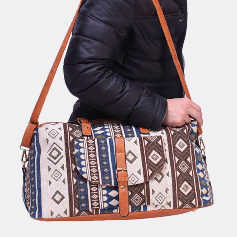 Mujeres Lona Jacquard Estilo Bohemio Estampado Geométrico Borla Bolso De Viaje Bolso Bandolera