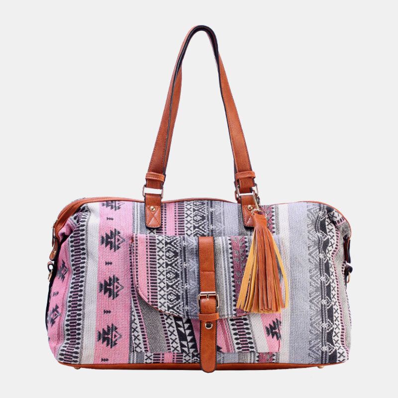 Mujeres Lona Jacquard Estilo Bohemio Estampado Geométrico Borla Bolso De Viaje Bolso Bandolera