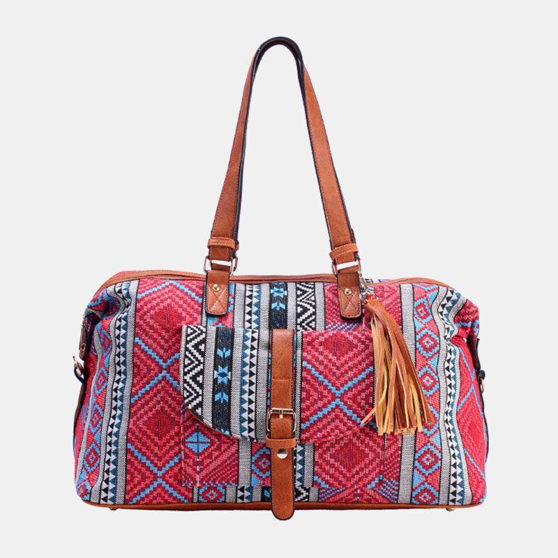 Mujeres Lona Jacquard Estilo Bohemio Estampado Geométrico Borla Bolso De Viaje Bolso Bandolera